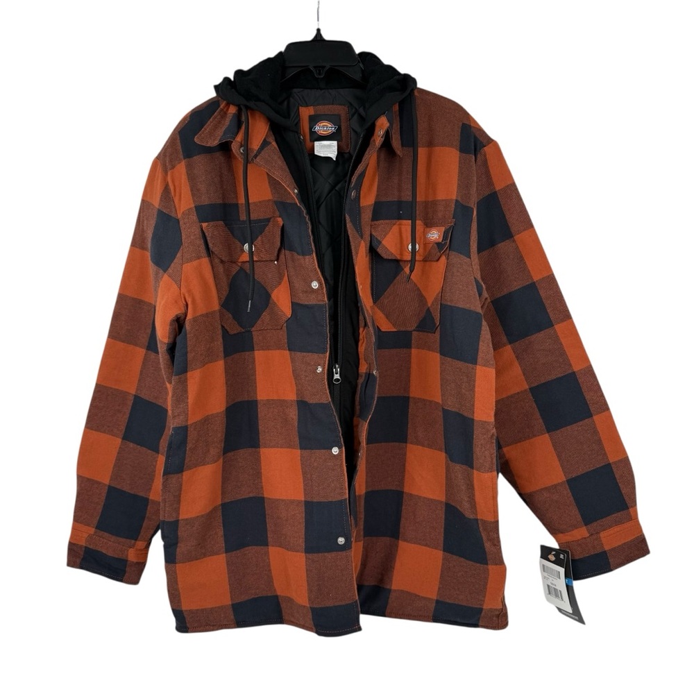 Dickies Men’s size Medium plaid Hooded shirt jacket relaxed fit NWT